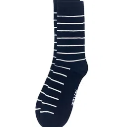 Mint & Oak Men Navy Blue & White Striped Calf-Length Socks image 3