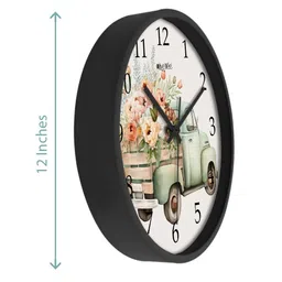 OLIVE TREE Black & White Printed Analogue Contemporary Wall Clock image 2