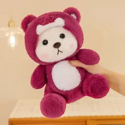 Korean Cute Teddy Bear, Removable Cap, Stuffed Toy for Kids Babies, Huddy Bear- 30 cm-image-18