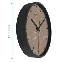 OLIVE TREE Black & Brown Printed Analogue Contemporary Wall Clock image 3