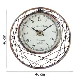 Aura Copper-Toned & White Textured Round Contemporary Wall Clock image 4