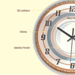 OLIVE TREE White & Orange Printed Analogue Contemporary Wall Clock image 4