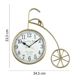 Aura Gold Toned & White Printed Round Vintage Wall Clock image 3