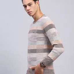 monte carlo Men Striped Round Neck Multicolor Sweater image 2