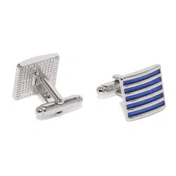 Peora Silver-Toned & Blue Square Cufflinks image 4