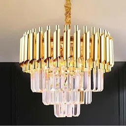shreshtha crystal Gold polish metal 400mm chandelier hanging ceiling pendant jhoomer Chandelier Ceiling Lamp-picture-20