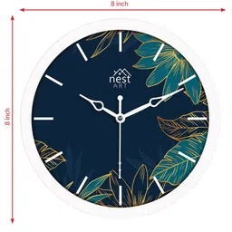 nest ART Blue & White Natural Flowers Printed Contemporary Wall Clock image 4