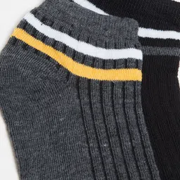 J Style Women Pack Of 2 Striped Ankle-Length Socks image 5