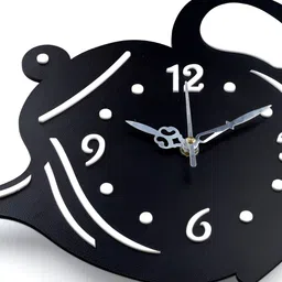 FASTQT Black & Red Abstract Shaped Wooden Analogue Contemporary Wall Clock image 2