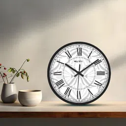 OLIVE TREE Black & White Printed Contemporary Wall Clock image 2