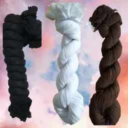 roundx Lycra Blend Self Design Black, Brown, White Women Dupatta-picture-18