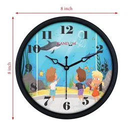RANDOM Blue & Yellow Printed Round Traditional Plastic Wall Clock image 3