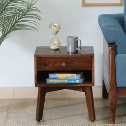 woodsworth from pepperfry Padova Sheesham Wood Bedside Table in Scratch Resistant Provincial Teak Finish With Drawer image 1