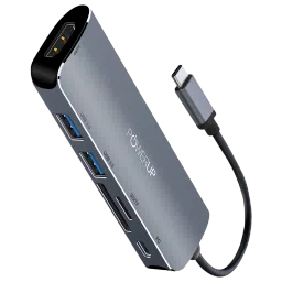 gripp POWERUP Elite NEO 6-in-1 USB 3.0 Type C to USB 3.0 Type A, HDMI Type A, SD Card Slot, TF Card, USB 3.0 Type C Multi-Port Hub (40 Gbps Hi-Speed Data Transfer, Gun Metal) image 3