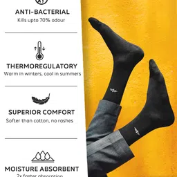 HEELIUM Odour-Free Breathable Bamboo Crew Length Formal Socks image 5