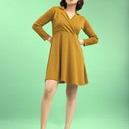 milost Women Fit and Flare Yellow Mini/Short Dress-picture-21