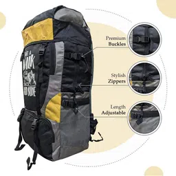 TRUNKIT Yellow & Black Printed Trekking Rucksacks image 2