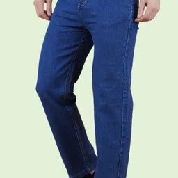 white leapard Men Regular Mid Rise Dark Blue Jeans-picture-29
