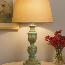 homesake Rustic Algae French Trophy Carved Table lamp with Empire Khadi Shade Table Lamp-picture-11
