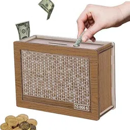 shivucrafts Traditional Wooden Money Saving Piggy Bank Coin Bank image 1