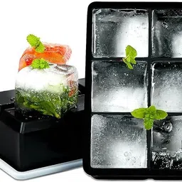 bakemo 6 Cavity Ice Cube Trays for Freezer Stackable Ice Cube Mold for Large Square Ice Multicolor Silicone Ice Cube Tray image 1
