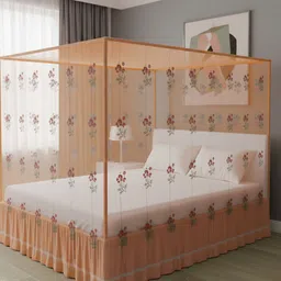 covercraze Daisy Flower Printed double bed 6/7x7/6 feet machhardani breathable fabric HDPE - High Density Poly Ethylene Washable Adults Mosquito Net-picture-18