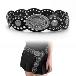 snowie soft Women Casual Black Artificial Leather Belt-picture-10