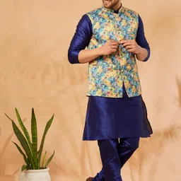 armaan ethnic Men Printed Nehru Jacket image 3