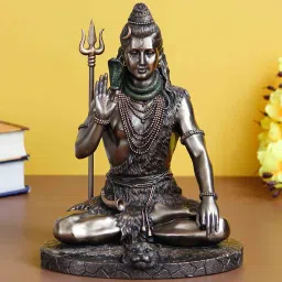 Silver Polyresin and Bronze Blessing Lord Shiva Idol by eCraftIndia image 1
