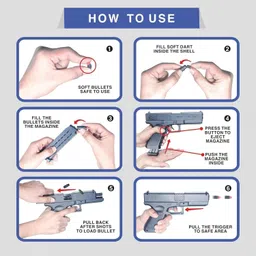gex Reloading Toy Gun for Kids with Soft Bullets, Silencer, magzine-AK182 Guns & Darts image 5