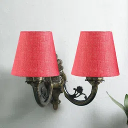 Devansh Pink Textured Antique Wall Lamp With Jute Shade image 3