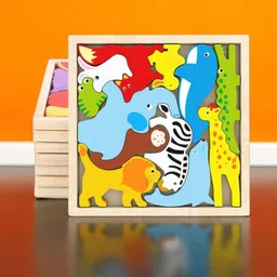 vhd Multicolor Wooden Animal Puzzle – Fun & Educational Toy for Kids AW97 image 1