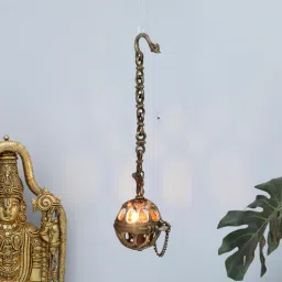rhapsodically made Antique Hanging Gold Brass Diya-picture-39
