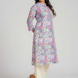 clothland Women Printed Cotton Blend A-line Kurta image 3