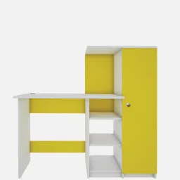 woodbuzz Marvel Writing Table In Frosty White & Yellow Finish image 4