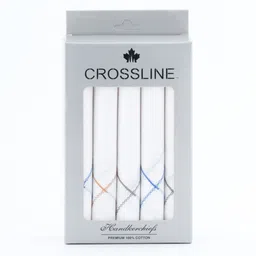 CROSSLINE 100% COMBED COTTON HANDKERCHIEF ["White"] Handkerchief-image-1