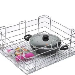 keepwell Stainless Steel Stainless Steel Kitchen Rack | Plain Kitchen basket | Modular Kitchen basket | Kitchen trolley | Storage Basket For Kitchen Utensils (Size: 19x20x8 Inch) Storage Basket-picture-15