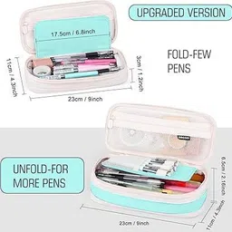 shivom Large Capacity Multi-Compartment Pen Pencil Pouch for School, College, Office Geometry Box image 2