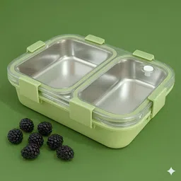 kello Stainless Steel Bento Leak Proof Kids Lunch Box with Sealed Lid & Cutlery_K217 2 Containers Lunch Box-picture-11