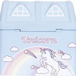 toystic Top selling Unicorn Hut House Shape Metal Piggy Bank with Lock & Keys, Coin Bank image 2
