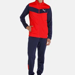 Puma Men Red & Navy Blue Colourblocked Brand Logo Printed Cricket Tracksuits-picture-39