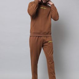 GRIFFEL Men Brown Solid Tracksuit-picture-24
