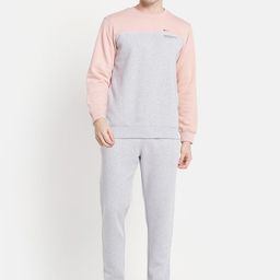 Octave Men Pink Colourblocked Cotton Sports Tracksuit-picture-34