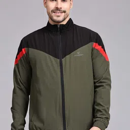 Dpassion Colourblocked Mock Collar jacket & Mid Rise Track Pant-image-0