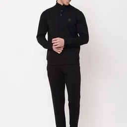 Sweet Dreams Men Plus Size Black Solid Tracksuit-image-27