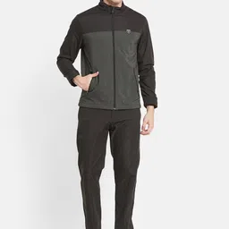 Octave Men Green & Grey Colourblocked Cotton Track Suit-image-4