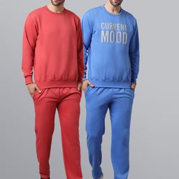 mack jonney VIMAL JONNEY Men Pack of 2 Blue & Pink Fleece Tracksuits-picture-44