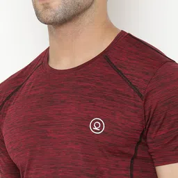 CHKOKKO Men Maroon & Black Self Design Tracksuit image 5