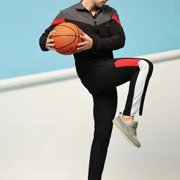 Dpassion Colourblocked Mock Collar jacket & Mid Rise Track Pant image 2