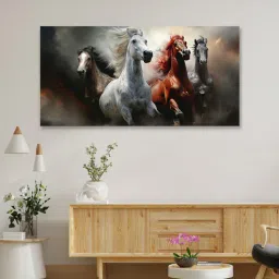 nestroots Canvas Framed Majestic Horses in Dramatic Flight Wall Painting(24X48 Inch)-picture-13